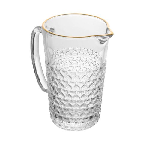 Jarra de Vidro com Fio de Ouro Coração 1l - Lyor
