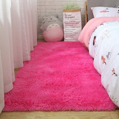 Passadeira Quarto Felpudo Peludo Rosa 60 X 180 Cm