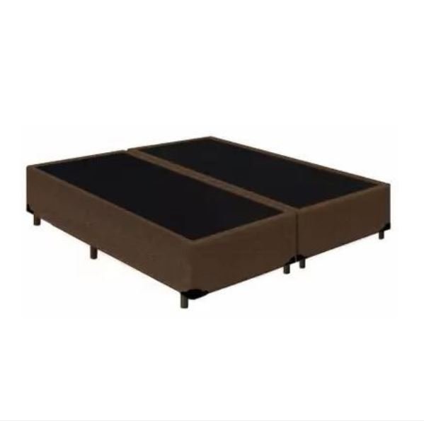 Base Box King - Tecido Sintético Marrom com Colchão Extra Firme D28 - Suporta 80Kg - 2