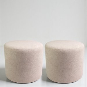 Kit 02 Puff Perse Decorativo Tecido Boucle Banqueta Puffe Redondo