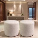 Ver imagem 1 de Kit 02 Puff Perse 40cm Decorativo Tecido Boucle Banqueta Puffe Redondo