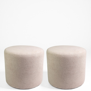 Kit 02 Puff Perse 40cm Decorativo Tecido Boucle Banqueta Puffe Redondo