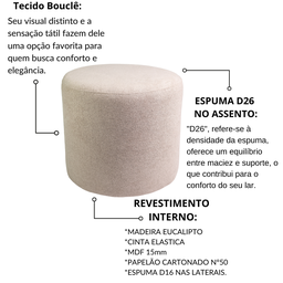 Kit 02 Puffs Decorativos Redondos Bouclé Perse - 5