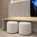 Ver imagem 1 de Kit 02 Puff Perse 40cm Decorativo Tecido Boucle Banqueta Puffe Redondo