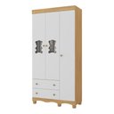 Ver imagem 2 de Guarda-roupa Infantil 92cm 3 Portas e 2 Gavetas Ternura Multimóveis Mp4477 Madeirado/branco