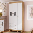 Ver imagem 1 de Guarda-roupa Infantil 92cm 3 Portas e 2 Gavetas Ternura Multimóveis Mp4477 Madeirado/branco