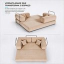 Ver imagem 5 de Sofá Cama Chegada Espuma Á Vácuo 3 Lugares 2,02m Veludo Cotelê Bege - King House