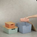 Ver imagem 4 de Kit caixa organizadora tampa de bambu p/m/g multicor 2 Oikos