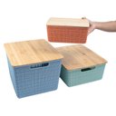 Ver imagem 6 de Kit caixa organizadora tampa de bambu p/m/g multicor 2 Oikos