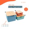 Kit caixa organizadora tampa de bambu p/m/g multicor 2 Oikos - 2