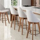 Ver imagem 3 de Conjunto 4 Banquetas Mayra Giratória para Cozinha ou Espaço Goumet- Linho Cinza Claro GAT MAGAZINE