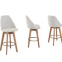 Ver imagem 2 de Conjunto 4 Banquetas Mayra Giratória para Cozinha ou Espaço Goumet- Linho Cinza Claro GAT MAGAZINE