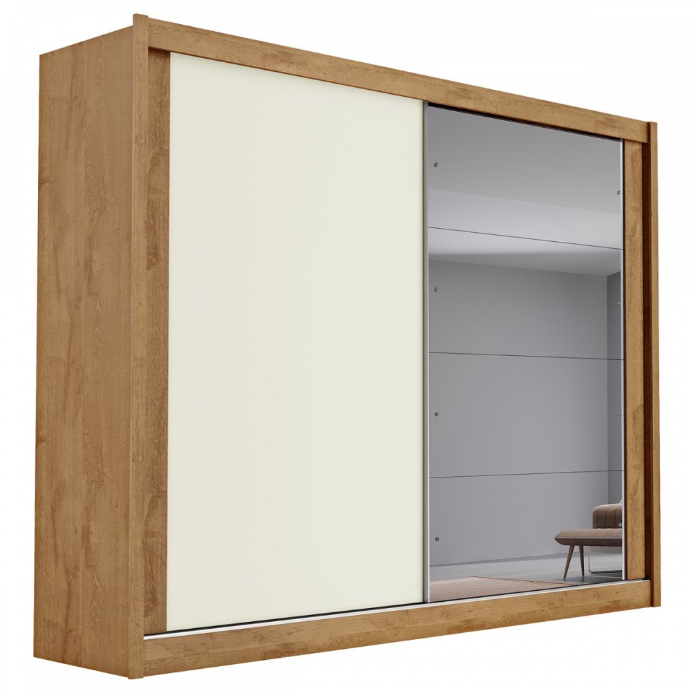 Guarda-Roupa Casal Creta 2 Portas 4 Gavetas 100% Mdf Amendoa/Off White - Europa Móveis - 2