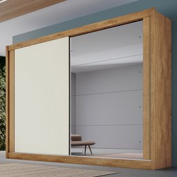 Guarda-Roupa Casal Creta 2 Portas 4 Gavetas 100% Mdf Amendoa/Off White - Europa Móveis - 1