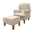 Ver imagem 1 de Poltrona Fixa Eros com Puff 75cm Linho Bege - Sallar Home