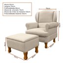 Ver imagem 3 de Poltrona Fixa Eros com Puff 75cm Linho Bege - Sallar Home