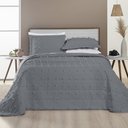 Ver imagem 2 de Conjunto Cama Queen Size Istambul Colcha Poppy Dupla Face 300 Fios Super Elegante:CINZA