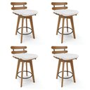 Ver imagem 1 de Kit 04 Banquetas Giratória Costela Base Madeira Branco