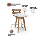 Ver imagem 4 de Kit 04 Banquetas Giratória Costela Base Madeira Branco
