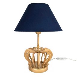 Abajur Coroa Dourada Cúpula Marinho Quarto Bebê Infantil Menino - 1