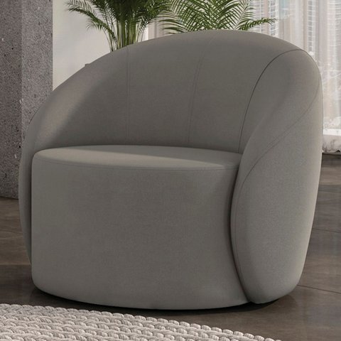 Poltrona Sala Decorativa Redonda 91cm Steve Suede Grafite I01 - Mpozenato