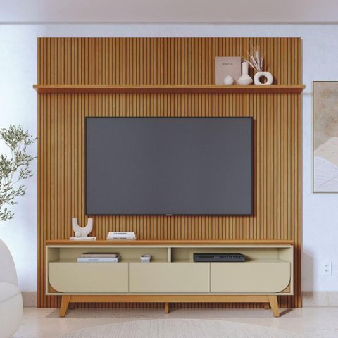 Kit Luna Painel e Rack com Painel Cumaru/opala