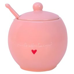 Açucareiro em Porcelana L'amour  com Colhe Rosa 350ml - 1