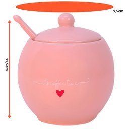 Açucareiro em Porcelana L'amour  com Colhe Rosa 350ml - 2