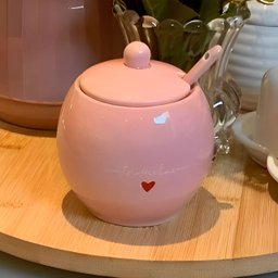 Açucareiro em Porcelana L'amour  com Colhe Rosa 350ml - 3