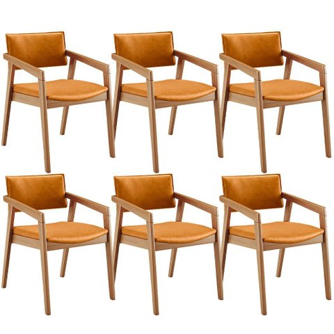 Kit 06 Cadeiras para Sala de Jantar Estar Living Giorgia B04 Couríssimo Whisky - Lyam Decor