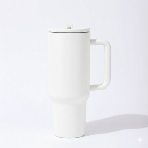 Copo Térmico Tr-018 1200ml Inox com Canudo, Alça, Tampa 40OZ, com Bico, Tampa Transparente:Branco