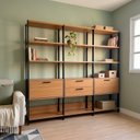 Ver imagem 1 de Estante para Livros 100% MDF 2 Portas 2 Gavetas com 9 Prateleiras e Nichos 216x185x32cm
