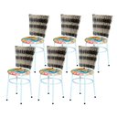 Ver imagem 6 de 6 Cadeiras para Mesa Branca Hawai Cappuccino Premium Assento Floral:floral Orquídea