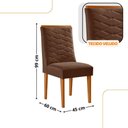 Ver imagem 3 de Mesa de Jantar Isadora 180cm Tampo MDF Vidro com 6 Cadeiras Veludo Marrom Naturale Serigrafia Off