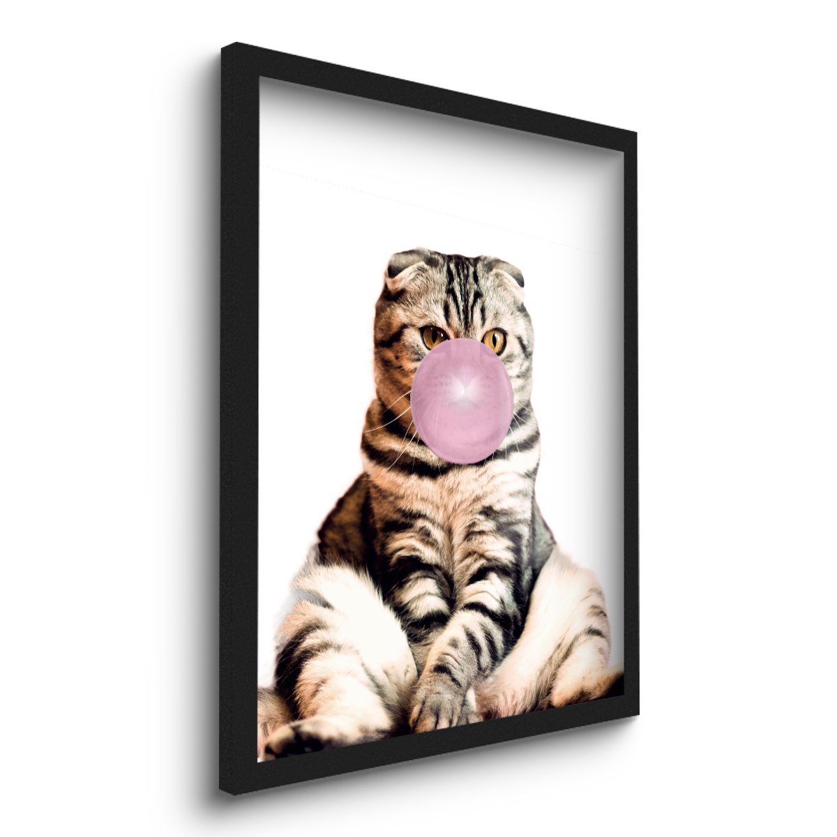 Quadro Decorativo Gato Mascando Chiclete 45x33 C/vidro