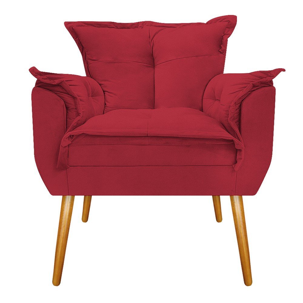 Conjunto Namoradeira e 02 Poltronas Opala Palito Mel Suede Vermelho - FLORENZZE MÓVEIS - 4