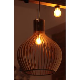 Luminária Teto tipo Pendente em MDF - Completa - Cor: Marrom - 2