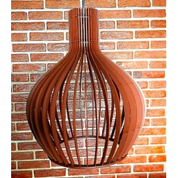 Luminária Teto tipo Pendente em MDF - Completa - Cor: Marrom - 6