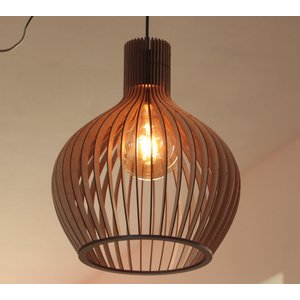 Luminária Teto tipo Pendente em MDF - Completa - Cor: Marrom