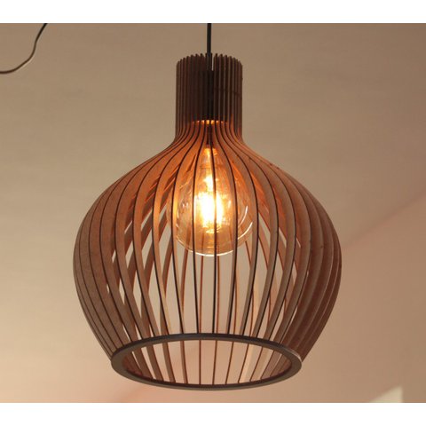 Luminária Teto tipo Pendente em MDF - Completa - Cor: Marrom