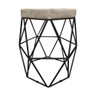 Puff Hexagonal Aramado Preto Suede Bege - 3