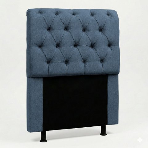 Cabeceira Cama Box Solteiro Sarah 90cm com Frame Linho Azul - Desk Design