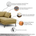 Ver imagem 4 de Sofá Sala de Estar Atena Chaise Direito Pés de Ferro 224cm 4 Lugares Bouclê Bege M1 - Monari Design