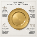 Ver imagem 6 de Sousplat Rústico Redondo Dourado Poliuretano Prato de Mesa