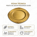 Ver imagem 2 de Sousplat Rústico Redondo Dourado Poliuretano Prato de Mesa