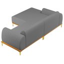 Ver imagem 5 de Sofá 230cm 4 Lugares com Chaise Esquerdo Pés Gold Molino C-416 Linho Cinza Escuro - Domi