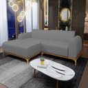 Ver imagem 2 de Sofá 230cm 4 Lugares com Chaise Esquerdo Pés Gold Molino C-416 Linho Cinza Escuro - Domi