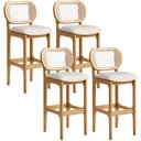 Ver imagem 1 de Kit 04 Banquetas Altas Para Cozinha Bancada Sala Tela Betta Fixa L02 Linho Cru - Lyam Decor