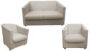 Ver imagem 1 de Kit Namoradeira + 2 Poltronas Decorativa Biane Couro Bege Pés Cromado Ms Decor