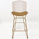 Ver imagem 2 de Banqueta Alta para Cozinha Bertoia cor Dourado fosco assento cor caramelo - Poltronas do Sul